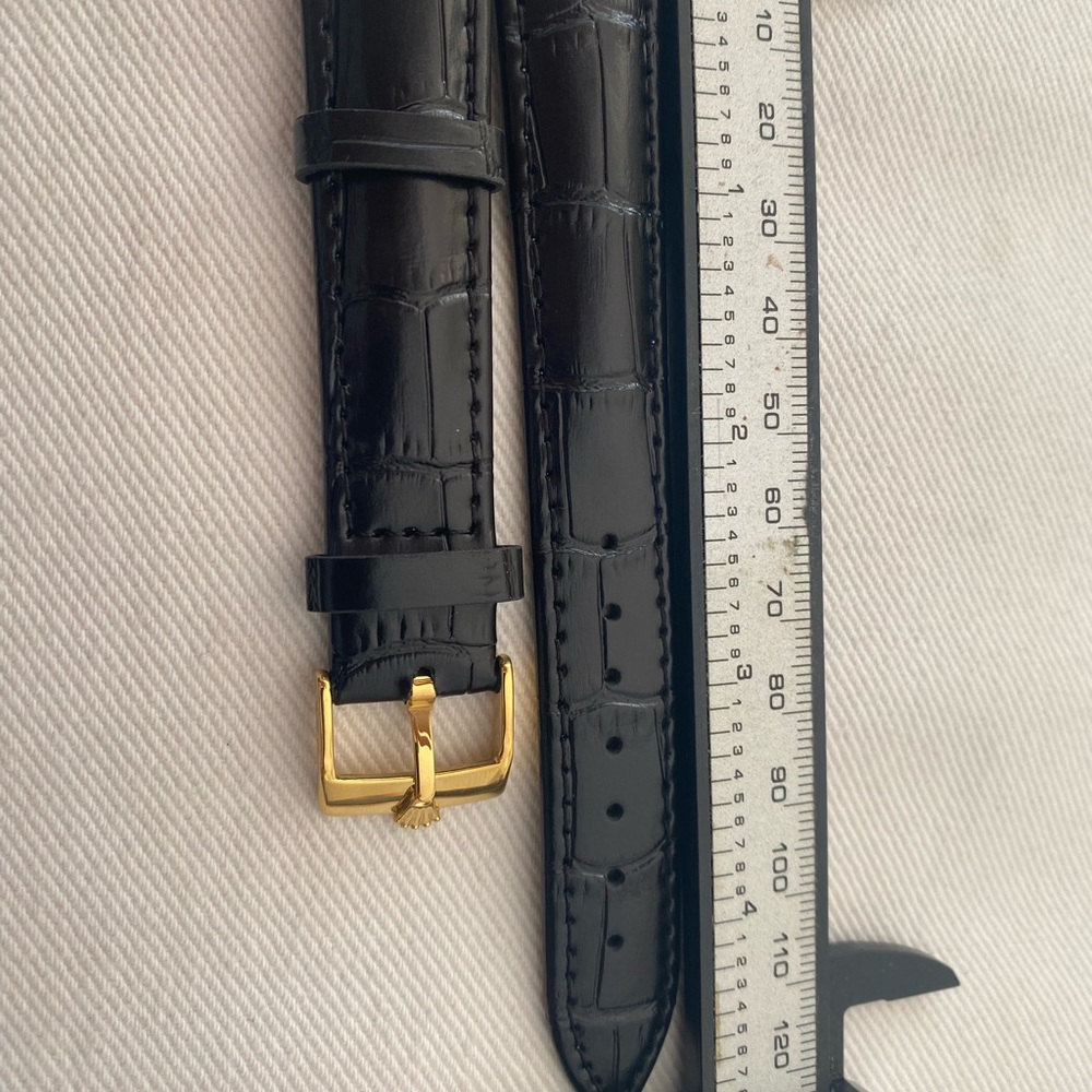 Rolex Black Leather 18mm Strap with Gold Buckle - Picture 6 of 6